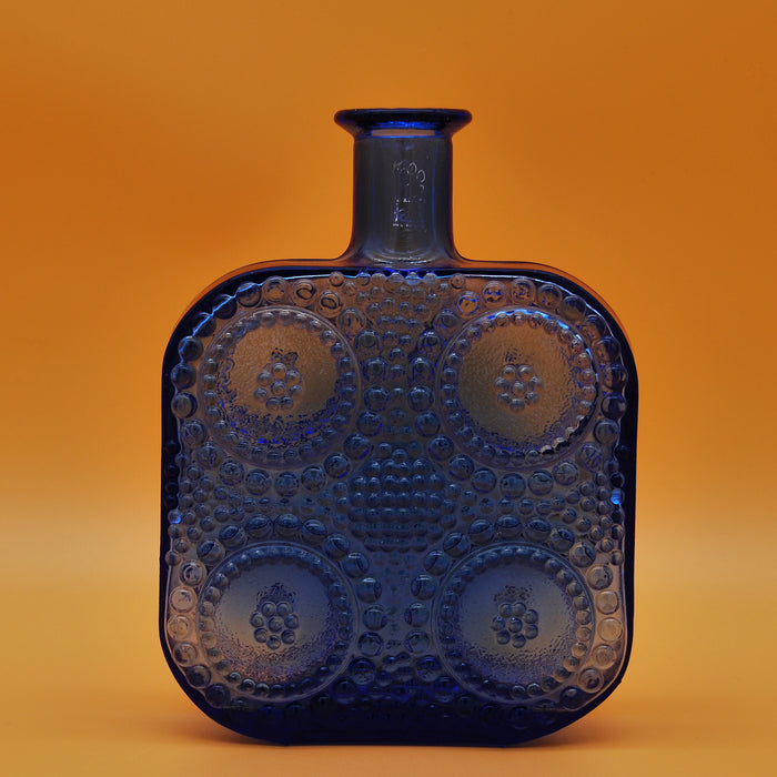 Riihimäen Grapponia Dark Blue Vase, vintage vase Riihimäen