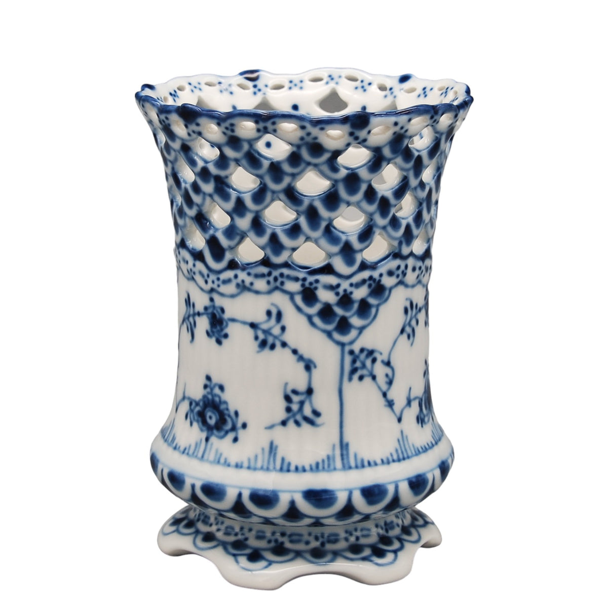 ロイヤルコペンハーゲン ブルーフルーテッド フルレース 花瓶 1016